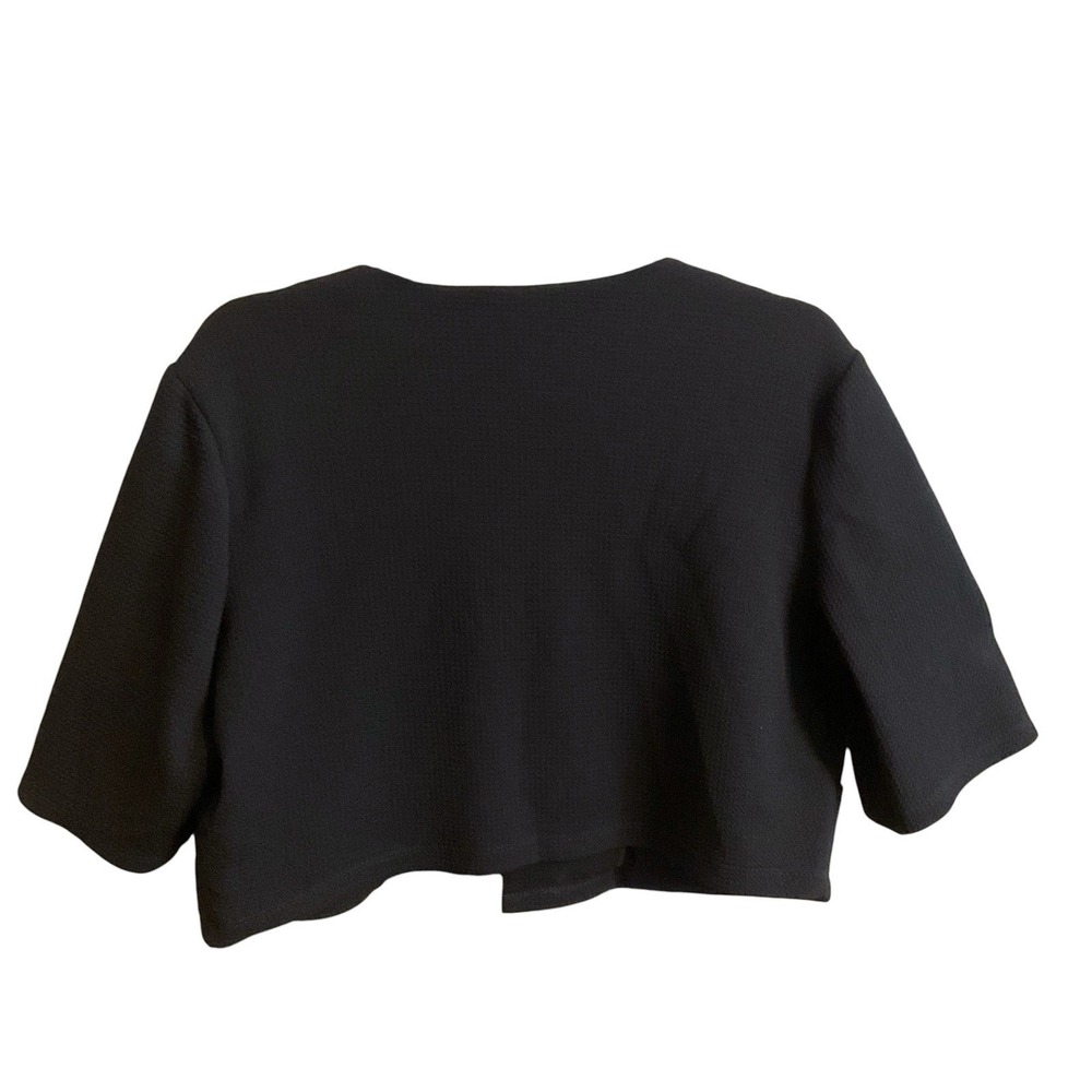 Perceptions Short Jacket Womens Black Open Size 14 Pockets White‎ Buttons - Picture 3 of 10